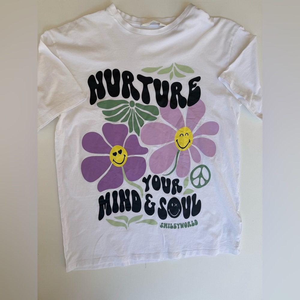 Kids Nurture Your Mind & Soul Graphic Tee - White/Purple